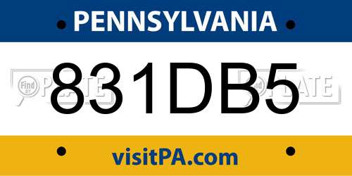831DB5 Pennsylvania License Plate