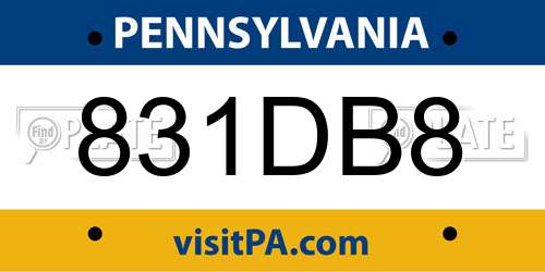 831DB8 Pennsylvania License Plate