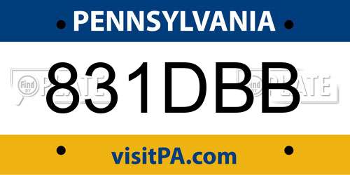 831DBB Pennsylvania License Plate