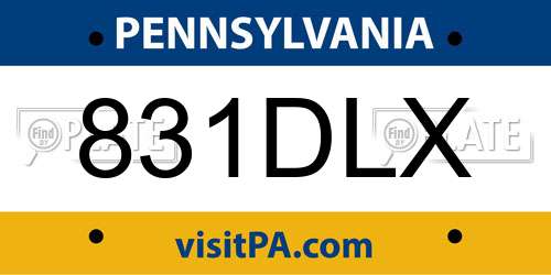 831DLX Pennsylvania License Plate