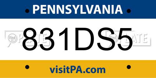 831DS5 Pennsylvania License Plate