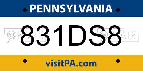 831DS8 Pennsylvania License Plate