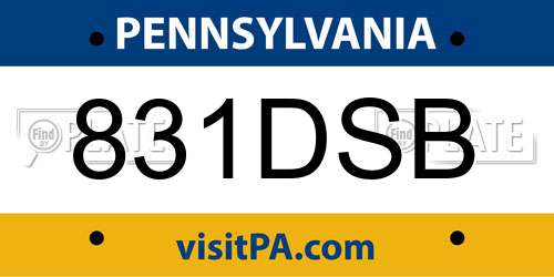 831DSB Pennsylvania License Plate