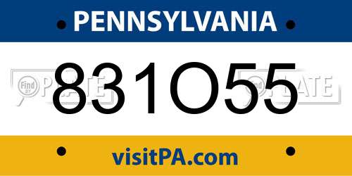 831O55 Pennsylvania License Plate