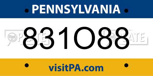 831O88 Pennsylvania License Plate