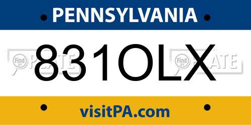 831OLX Pennsylvania License Plate