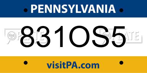 831OS5 Pennsylvania License Plate