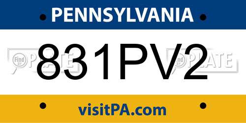 831PV2 Pennsylvania License Plate