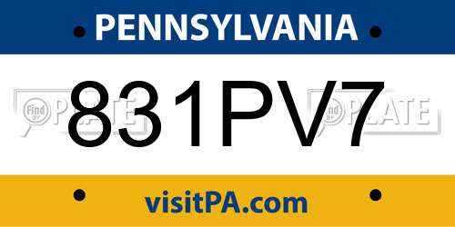 831PV7 Pennsylvania License Plate