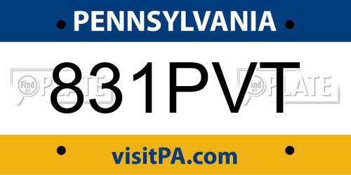 831PVT Pennsylvania License Plate