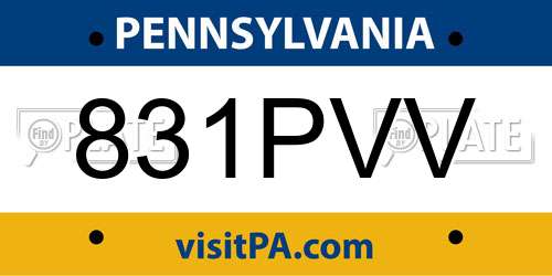 831PVV Pennsylvania License Plate