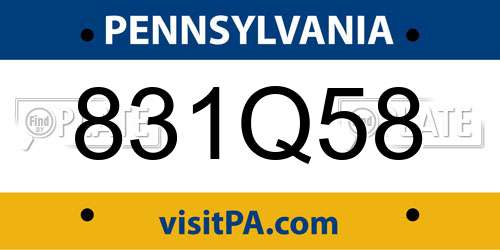 831Q58 Pennsylvania License Plate