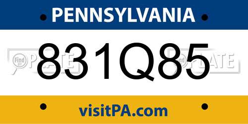 831Q85 Pennsylvania License Plate