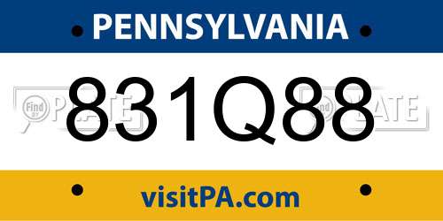 831Q88 Pennsylvania License Plate