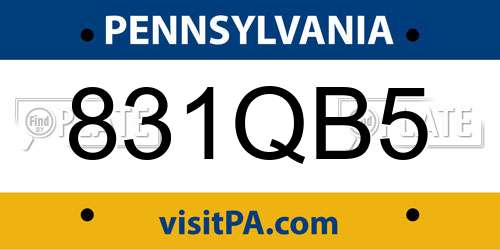 831QB5 Pennsylvania License Plate