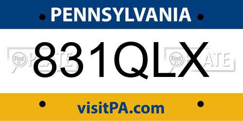831QLX Pennsylvania License Plate