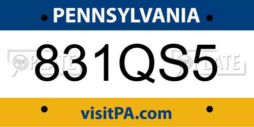 831QS5 Pennsylvania License Plate