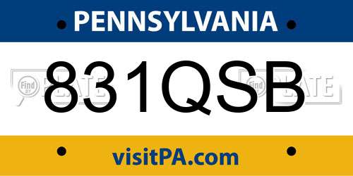 831QSB Pennsylvania License Plate
