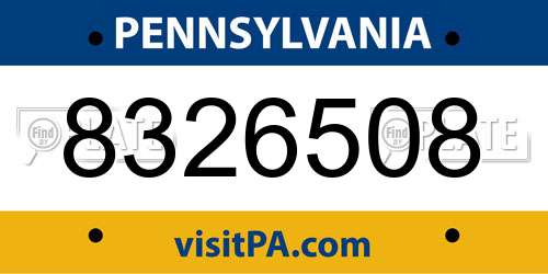 8326508 Pennsylvania License Plate