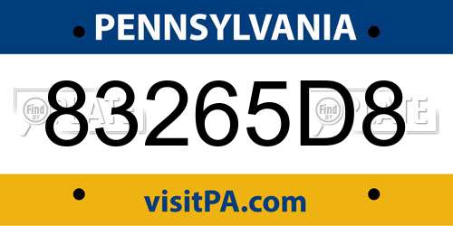 83265D8 Pennsylvania License Plate