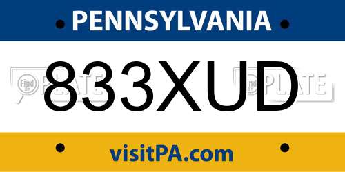 833XUD Pennsylvania License Plate