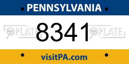 8341 Pennsylvania License Plate