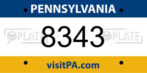 8343 Pennsylvania License Plate