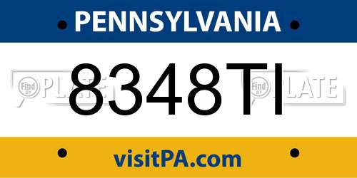 8348TI Pennsylvania License Plate