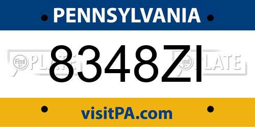 8348ZI Pennsylvania License Plate