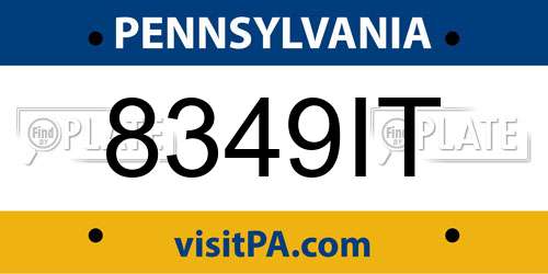 8349IT Pennsylvania License Plate