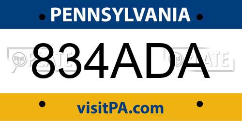 834ADA Pennsylvania License Plate