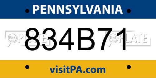 834B71 Pennsylvania License Plate