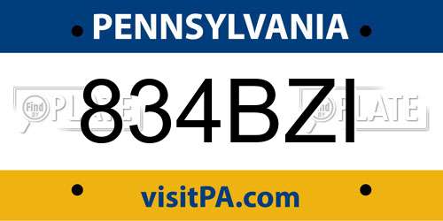 834BZI Pennsylvania License Plate