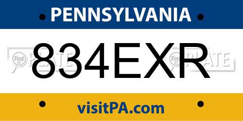 834EXR Pennsylvania License Plate