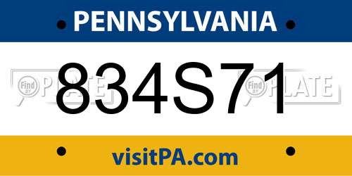 834S71 Pennsylvania License Plate
