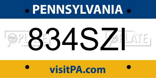 834SZI Pennsylvania License Plate