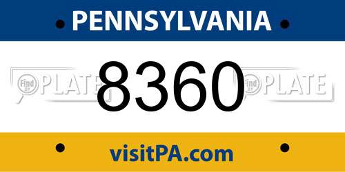 8360 Pennsylvania License Plate