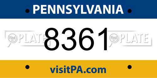 8361 Pennsylvania License Plate