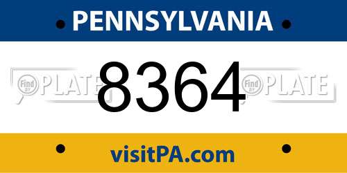 8364 Pennsylvania License Plate