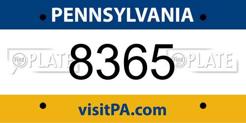 8365 Pennsylvania License Plate