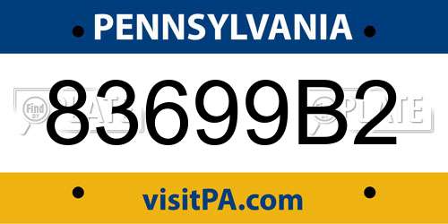 83699B2 Pennsylvania License Plate