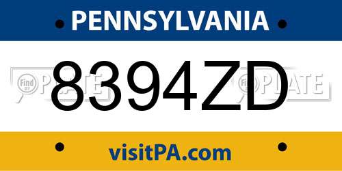 8394ZD Pennsylvania License Plate
