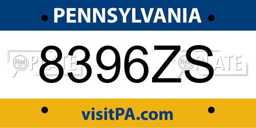 8396ZS Pennsylvania License Plate