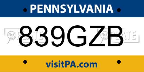 839GZB Pennsylvania License Plate