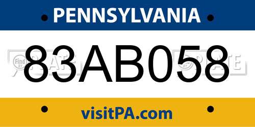 83AB058 Pennsylvania License Plate