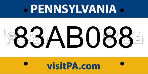 83AB088 Pennsylvania License Plate