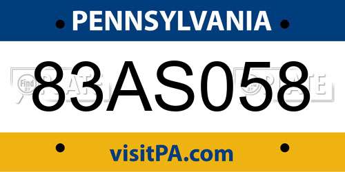 83AS058 Pennsylvania License Plate