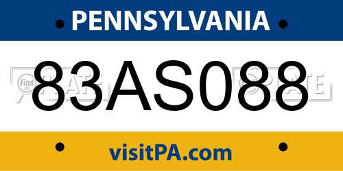 83AS088 Pennsylvania License Plate