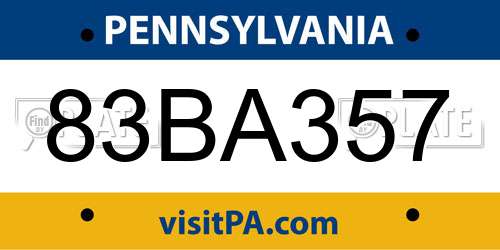 83BA357 Pennsylvania License Plate