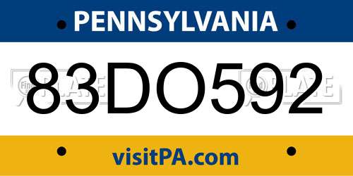 83DO592 Pennsylvania License Plate